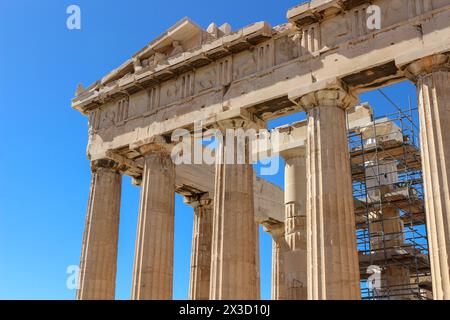 Delve into Ancient Greece's allure through the Parthenon's marble elegance, a beacon for tourism amid historical splendor and cultural richness Stock Photo