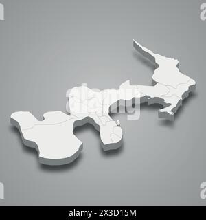 3d isometric map of Tunis is a Governorate of Tunisia, vector illustration Stock Vector