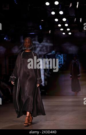 Model Halima Aden walking on the runway during the Tommy Hilfiger ...