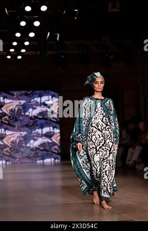 Model Halima Aden walking on the runway during the Tommy Hilfiger ...