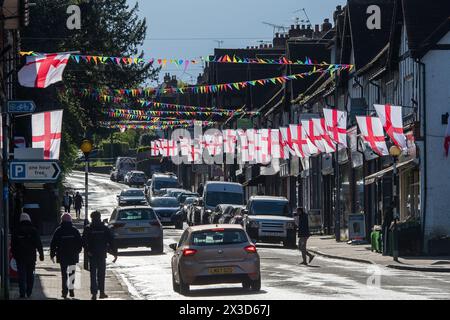 Chalfont St Peter, UK. 16th April, 2024. St George's Day flags and ...