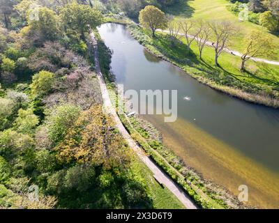 aerial view of beckenham place park has a large open water swimming lake near beckenham london Stock Photo