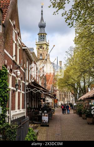 the town of Veere on Walcheren, tower of the historic town hall on the market square, Zeeland, Netherlands. der Ort Veere auf Walcheren, Turm des hist Stock Photo
