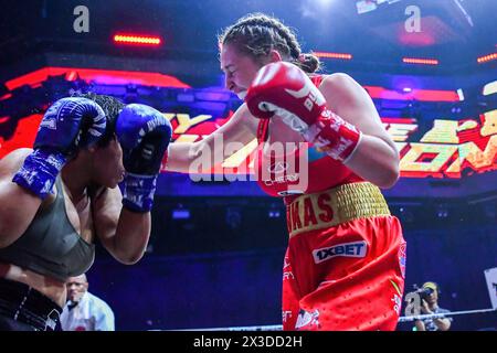 Angelina Lukas (9-1) (R) of Kazakhstan took on Mamta Singh