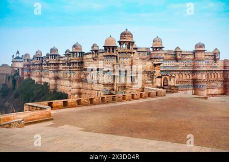 Gwalior Fort or Gwalior Qila is a hill fort in Gwalior city in Madhya Pradesh state, central India Stock Photo