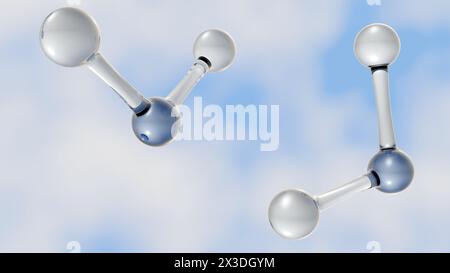 3D Rendering of floating ozone molecules scattered around Stock Photo