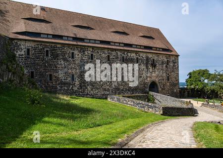 Stolpen Castle, partial ruin of a medieval hilltop castle, later a palace and a fortress, founded on the basalt hill of Stolpen, Saxony, Germany. Stock Photo