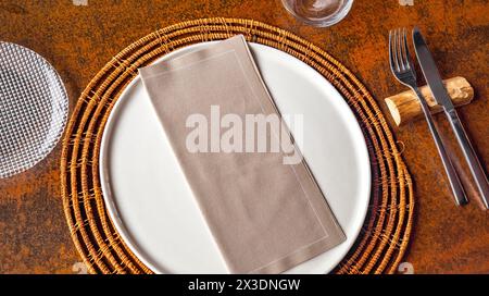 Restaurant Table Service ready to Start Serving Food Stock Photo