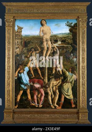 Martyrdom of Saint Sebastian- Piero del Pollaiuolo Antonio del Pollaiuolo Stock Photo