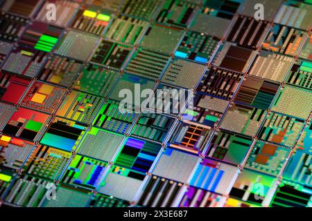 Silicon semiconductor wafer close-up. In electronics, a wafer also called a slice or substrate is a thin slice of semiconductor, a crystalline silicon Stock Photo