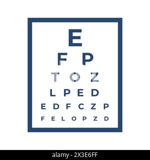 Chart Test table with letters for eye examination. Eye chart test for ophthalmologist doctor Stock Vector