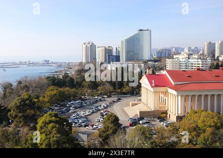 Winter theater and hotels on the coast of Sochi, Russia at sunny day Stock Photo