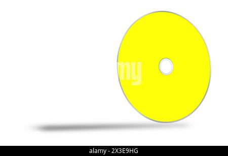 CD or DVD blank template yellow for presentation layouts and design. 3D rendering. Digitally Generated Image. Isolated on white background. Stock Photo