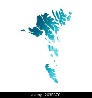 Vector isolated illustration icon with simplified blue silhouette of Faroe Islands map. Polygonal geometric style. White background Stock Vector