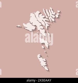 Vector isolated simplified illustration icon with beige silhouette of Faroe Islands map. Brown background Stock Vector