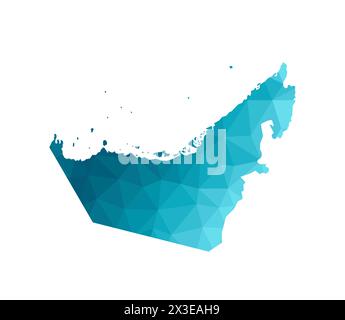 Vector illustration with simplified blue silhouette of United Arab Emirates, UAE map. Polygonal triangular style. White background. Stock Vector