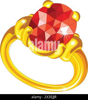 A ruby in a ring vector illustration Stock Vector