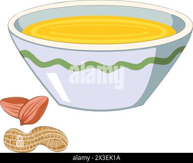 Bowl of groundnut oil vector illustration Stock Vector