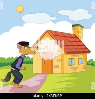 Clever fox sniffing vector illustration Stock Vector