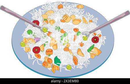 Vector illustration of a balanced meal plate divided into food groups ...