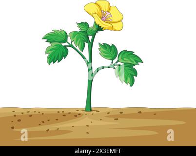Flower growing in the soil vector illustration Stock Vector