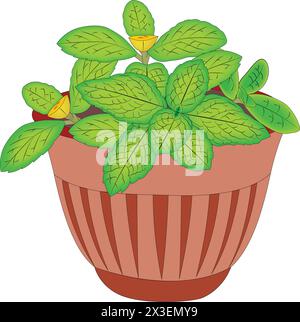 Pot with leaves vector illustration Stock Vector
