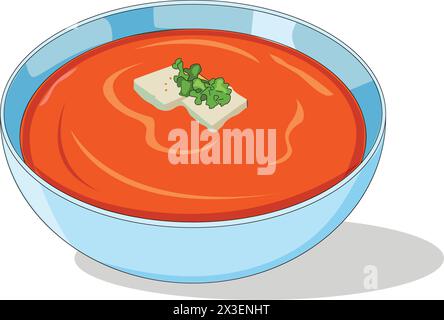 Tomato soup in bowl vector illustration Stock Vector