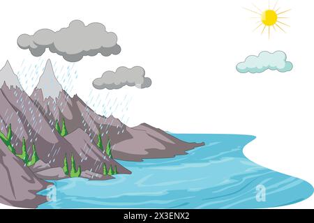 Mountains and river vector illustration Stock Vector