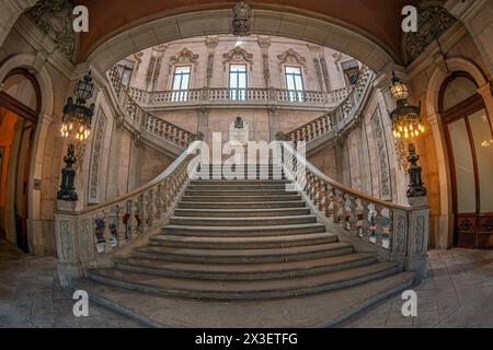 PORTO, PORTUGAL - APRIL 10, 2024: Interior of the Stock Exchange Palace (Palacio da Bolsa). Was built in 1834 by the city's Commercial Association in Stock Photo