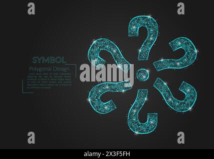 Abstract isolated blue image of a question sign. Polygonal illustration looks like stars in the blask night sky in spase or flying glass shards. Digit Stock Vector