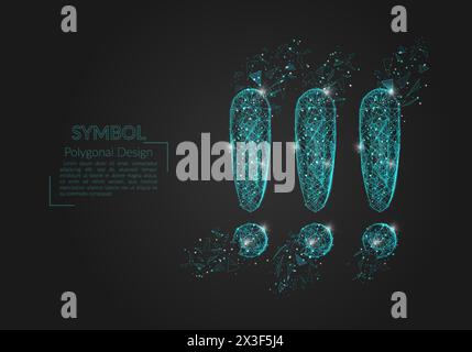 Abstract isolated blue image of a exclamation mark. Polygonal illustration looks like stars in the blask night sky in spase or flying glass shards. Di Stock Vector