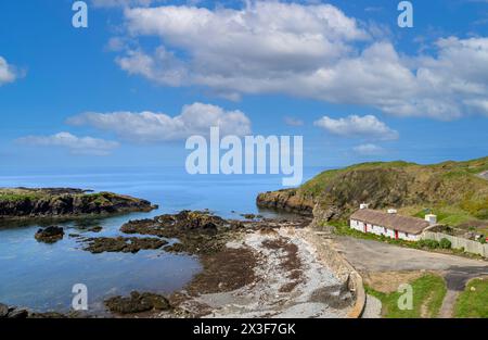 Old cottage at Niarbyl Beach, Isle of Man, England, UK Stock Photo