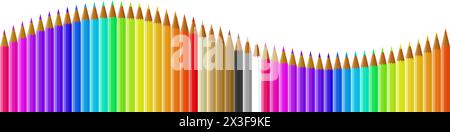 Dynamic Vector Background with Colored Pencils Stock Vector