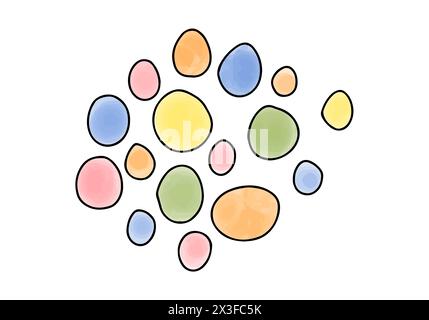 Watercolor doodle element. Colored circles, vector illustration. Stock Vector