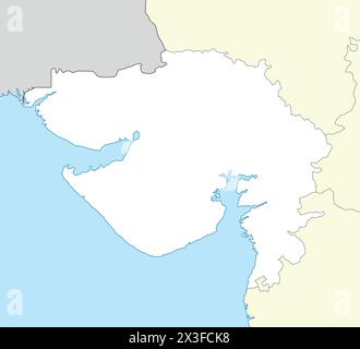 Location map of Gujarat is a state of India with neighbour state and country Stock Vector