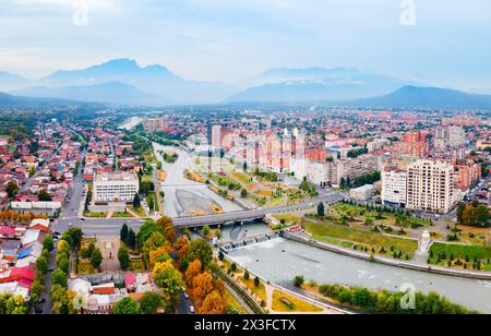 Vladikavkaz aerial panoramic view. Vladikavkaz is the capital city of the Republic of North Ossetia-Alania in Russia. Stock Photo