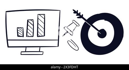 Office Scribble Line. Hand Drawn Offce Tools Scribble Doodle Vector. Office Business Doodle Drawing. Stock Vector