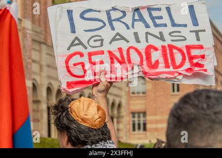 Los Angeles, United States. 26th Apr, 2024. Protesters set up camp on the UCLA campus Thursday morning in solidarity with other pro-Palestine demonstrations at universities across the United States. (Photo by Alberto Sibaja/Pacific Press) Credit: Pacific Press Media Production Corp./Alamy Live News Stock Photo
