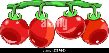 Tomatoes on a branch vector illustration Stock Vector