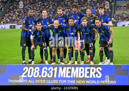 Milano, Italy. 14th, April 2024. The starting-11 of Inter for the Serie A match between Inter and Cagliari at Giuseppe Meazza in Milano. (Photo credit: Gonzales Photo - Tommaso Fimiano). Stock Photo