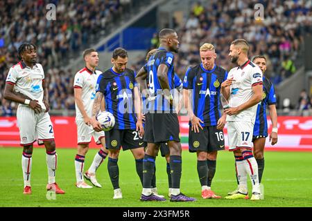 Milano, Italy. 14th, April 2024. Hakan Calhanoglu (20) of Inter seen during the Serie A match between Inter and Cagliari at Giuseppe Meazza in Milano. (Photo credit: Gonzales Photo - Tommaso Fimiano). Stock Photo