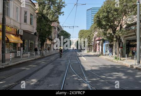 Bulgaria, Sofia; 22 September 2023, people and stores in a central street of the city - EDITORIAL Stock Photo