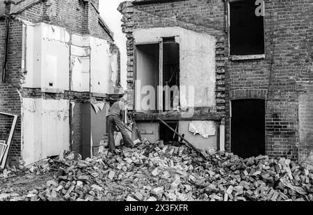 1976 archive photograph of part demolished houses in William Street, Finchley. Stock Photo