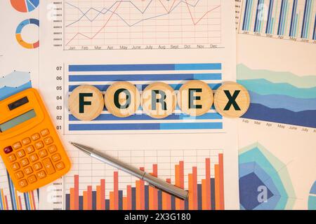 FOREX word written on wood block. Stock Photo