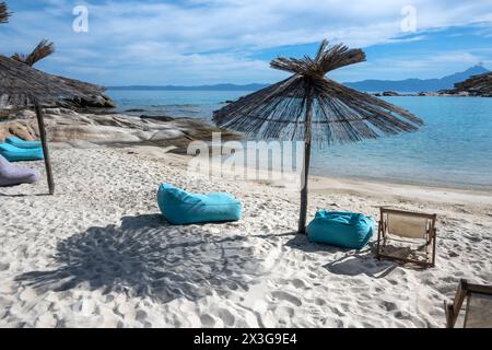 Amazing view of Sithonia coastline near Orange Beach, Chalkidiki, Central Macedonia, Greece Stock Photo