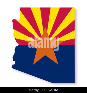 Arizona State Flag Map with clipping path Stock Photo