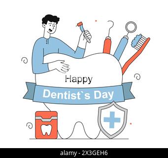 Happy dentists day vector simple Stock Vector