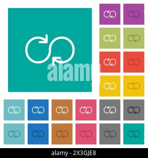 Cycle multi colored flat icons on plain square backgrounds. Included white and darker icon variations for hover or active effects. Stock Vector
