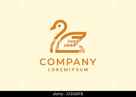 Duck logo isolated with minimalist line art style design Stock Vector