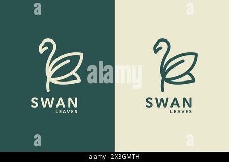 Swan leaf line art logo female beauty care concept Stock Vector